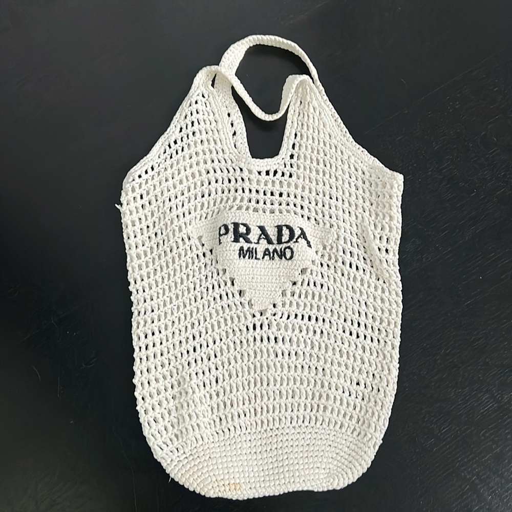 Prada crochet beach bag